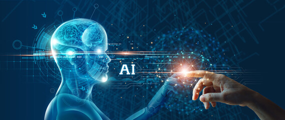 Connecting human data to mindset of Artificial intelligence AI, Digital data and machine learning...