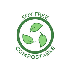 Compostable label icon in color icon, isolated on white background 