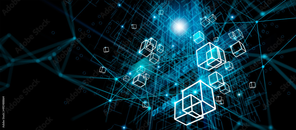 Poster Network structure, Blockchain, Mainframe and big data structure, Internet connection global networking high digital technology. Technology of futuristic.