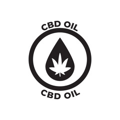 Cbd oil label icon in black flat glyph, filled style isolated on white background