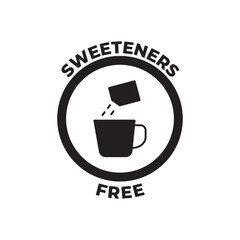 Sweeteners free label icon in black flat glyph, filled style isolated on white background