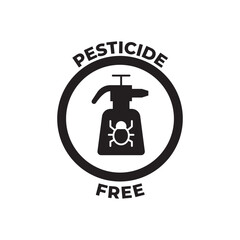 pesticide free label free icon in black flat glyph, filled style isolated on white background