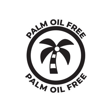 Palm oil free label icon in black flat glyph, filled style isolated on white background
