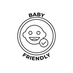 Baby friendly suitable icon in black line style icon, style isolated on white background