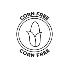 Corn free label icon in black line style icon, style isolated on white background