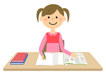 勉強をする女の子