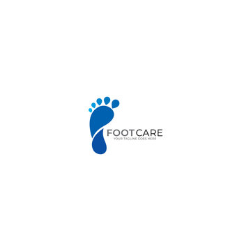 Foot care logo, Vector of footprints with symbol of health and clinic. health and care logo template
