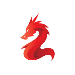 Dragon serpent illustration with modern 3D gradient color, dragon logo vector icon