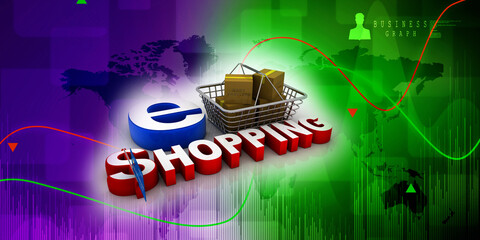 3d illustration Shopping Cart with internet shopping
