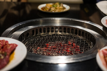Grill and mesh grill of charcoal fire