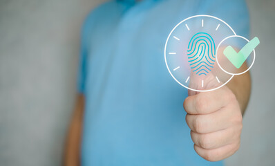 Employees use a fingerprint scan to work