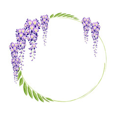 藤の花 春の花 夏の花　フレーム　水彩 イラスト