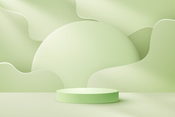 Abstract green podium display background for your product presentation or product display pedestal