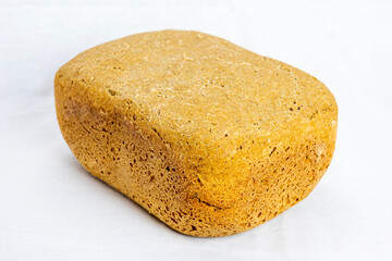 The freshly baked bread on a white background close-up. Making bread. Top view.