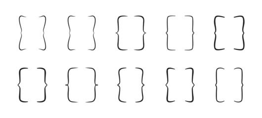 Curly brackets set. 10 typographic symbols collection.	