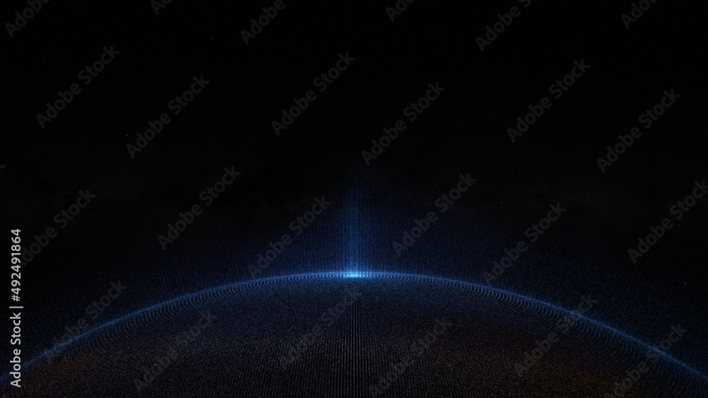 Poster glowing sphere with a map of the world from particles