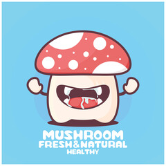 Mushrooms cartoon. natural plant or food vector illustration