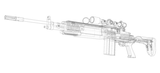 Machine Gun. Vector rendering of 3d