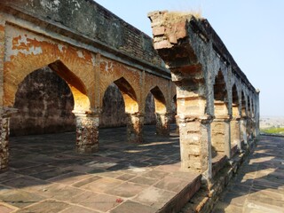 the wall, Building old fort brick fortified destroyed wars nature.