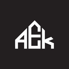 AEK letter logo design. AEK monogram initials letter logo concept. AEK letter design in black background.