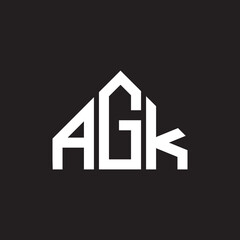 AGK letter logo design. AGK monogram initials letter logo concept. AGK letter design in black background.
