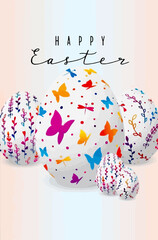 Happy Easter illustration Vector, Easter Day Background wallpaper, Easter Cartoon Drawing  Outline