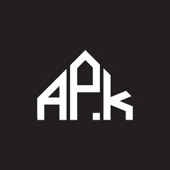 APK letter logo design. APK monogram initials letter logo concept. APK letter design in black background.APK letter logo design. APK monogram initials letter logo concept. 