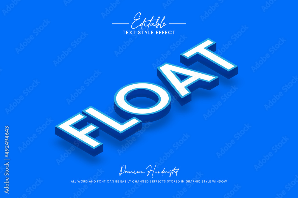 Poster float isometric 3d text style effect. editable illustrator text style.