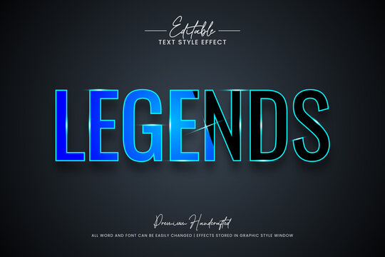 Legends 3d Text Style Effect. Editable illustrator text style.