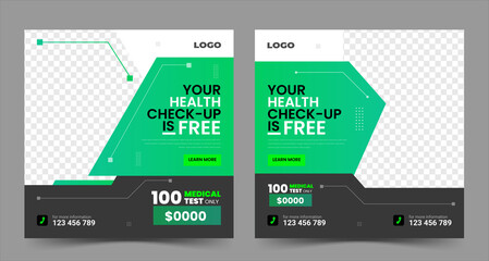 Medical and Health care consultant Social Media Post Design template.Creative square flyer with clean gradient Usable for ad campaign