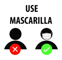 No Entry Without Face Mask or Wear a Mask Icon. Vector