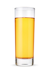 Glass of apple juice isolated on white.
