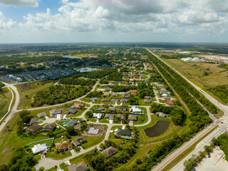 Naklejka premium Aerial drone photo of a residential neighborhood in Fort Pierce FL