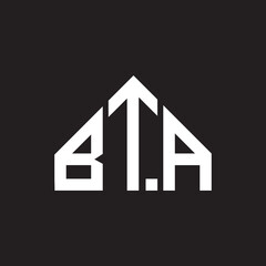 BTA letter logo design. BTA monogram initials letter logo concept. BTA letter design in black background.