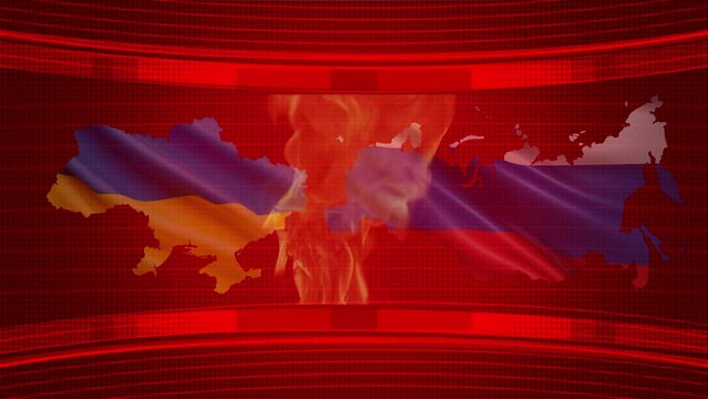 Ukraine Russia Country news fire background video without font