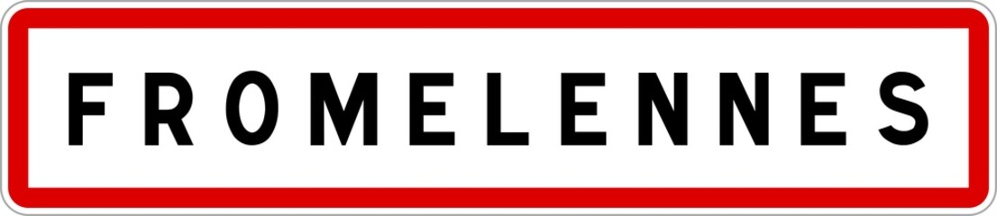 Obraz premium Panneau entrée ville agglomération Fromelennes / Town entrance sign Fromelennes