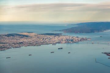 Aerial view of San Francisco and southern Marin County