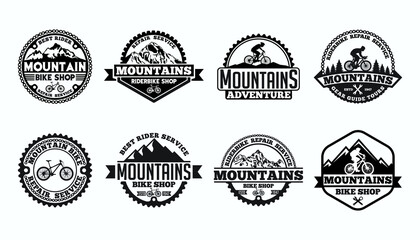 mountains adventure monogram vector
