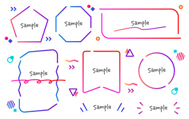 グラデーション線画のネオン風フレーム　frame Gradation Line drawing neon