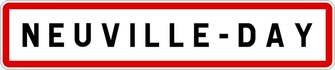 Obraz premium Panneau entrée ville agglomération Neuville-Day / Town entrance sign Neuville-Day