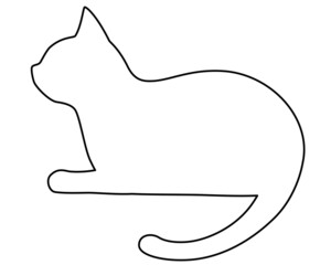 ネコのシルエット線画イラスト12