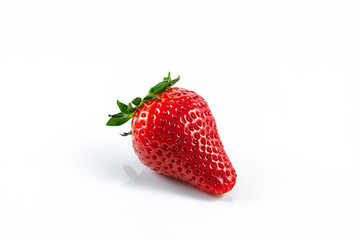 Composition of fresh strawberries on a white background.