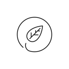 Leaf in circle icon. Eco logotype. High quality black vector illustration.