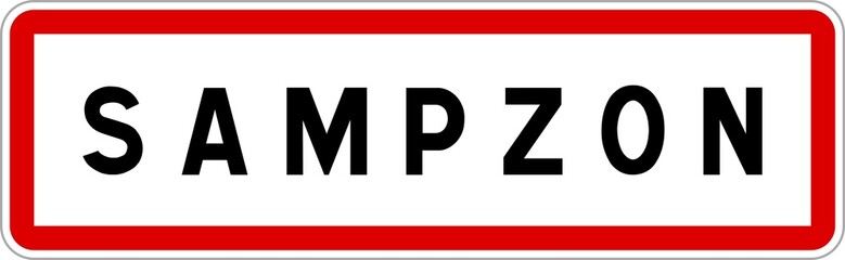 Panneau entrée ville agglomération Sampzon / Town entrance sign Sampzon