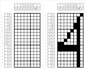 Fototapeta premium Number Four Nonogram Pixel Art M_2203001