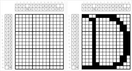 Fototapeta premium Alphabet D Nonogram Pixel Art M_2203001