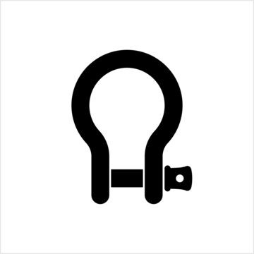 Shackle Icon, Gyve Icon, U Shaped Piece Of Metal With A Clevis Pin, Bolt