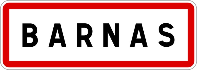 Panneau entrée ville agglomération Barnas / Town entrance sign Barnas