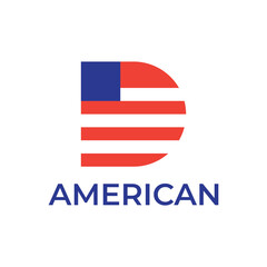 american flag in letter D logo design