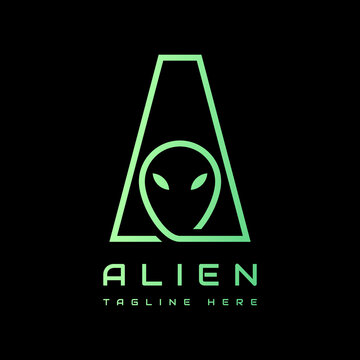 letter A with alien logo design